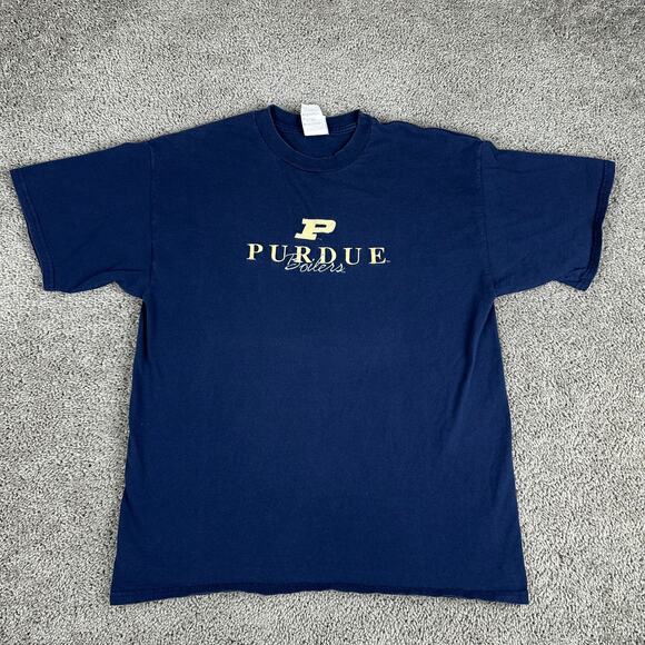 VINTAGE Purdue Boilermakers Shirt Mens Extra Large Blue Yellow Embroidered 00s - Picture 1 of 8